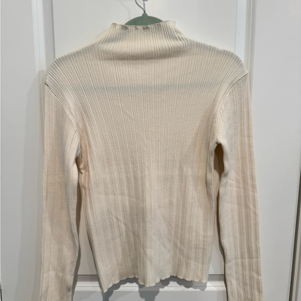 Heimish - Size M/L - Lightweight Cream Ribbed Mock Turtleneck Sweater